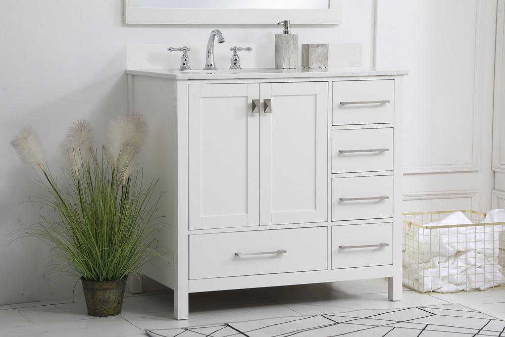 Elegant Furniture & Lighting - Irene 36 inch Single Bathroom Vanity in White with Backsplash - VF18836WH-BS veiw 8