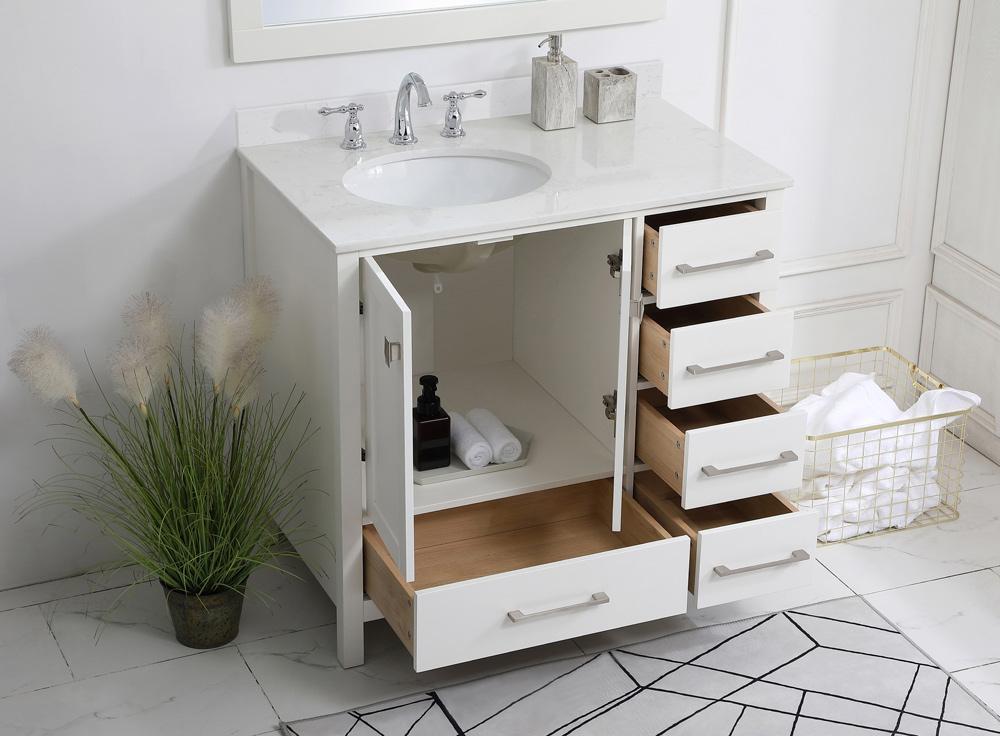 Elegant Furniture & Lighting - Irene 36 inch Single Bathroom Vanity in White with Backsplash - VF18836WH-BS veiw 9