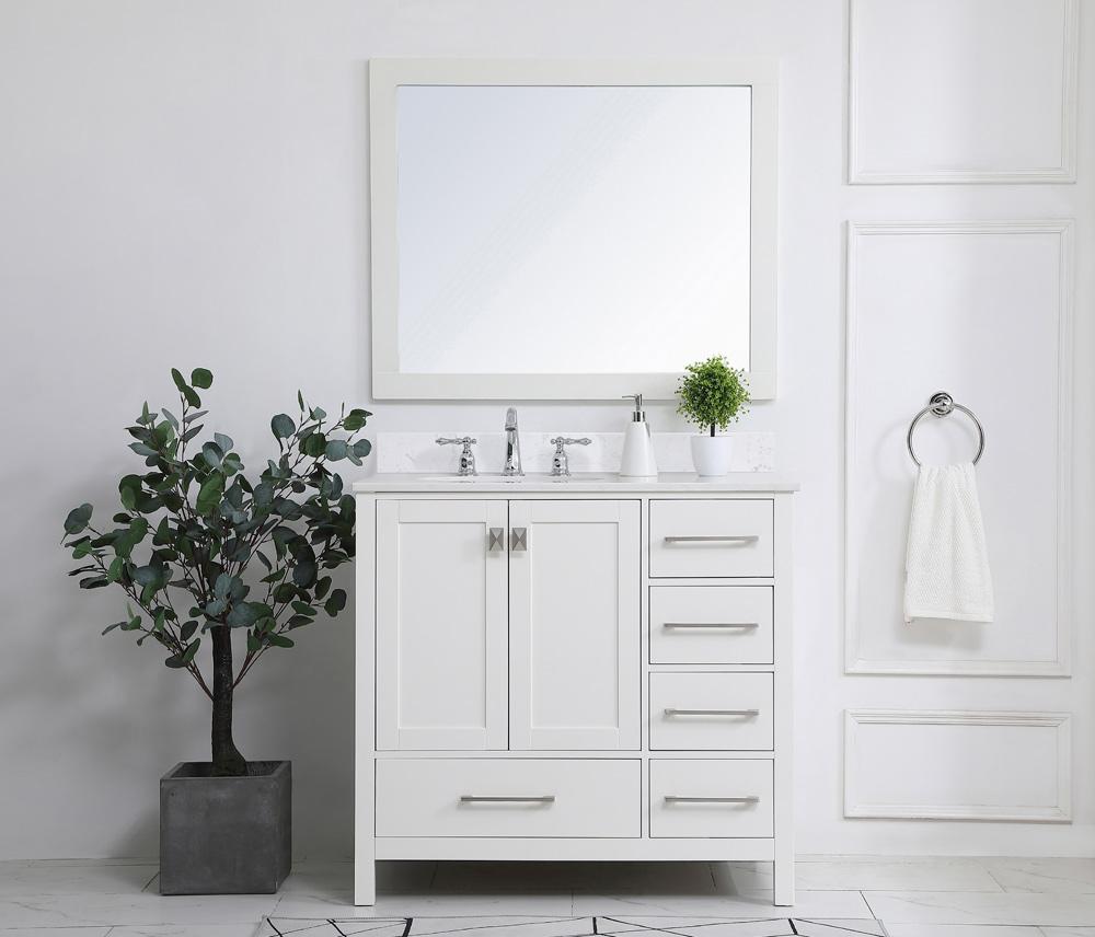Elegant Furniture & Lighting - Irene 36 inch Single Bathroom Vanity in White with Backsplash - VF18836WH-BS veiw 10