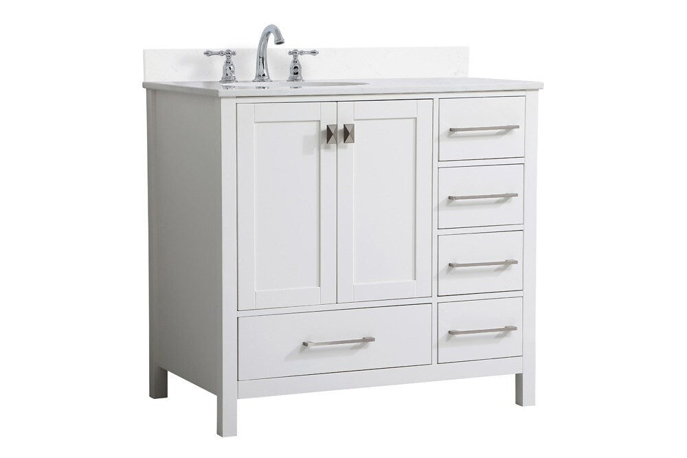 Elegant Furniture & Lighting - Irene 36 inch Single Bathroom Vanity in White with Backsplash - VF18836WH-BS veiw 13