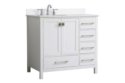 Elegant Furniture & Lighting - Irene 36 inch Single Bathroom Vanity in White with Backsplash - VF18836WH-BS veiw 13