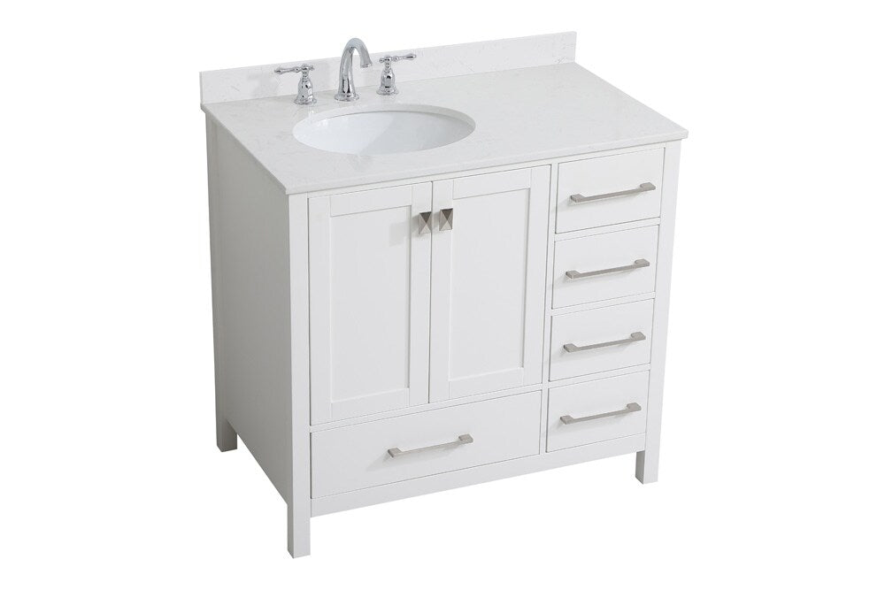 Elegant Furniture & Lighting - Irene 36 inch Single Bathroom Vanity in White with Backsplash - VF18836WH-BS veiw 14
