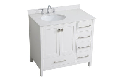 Elegant Furniture & Lighting - Irene 36 inch Single Bathroom Vanity in White with Backsplash - VF18836WH-BS veiw 14