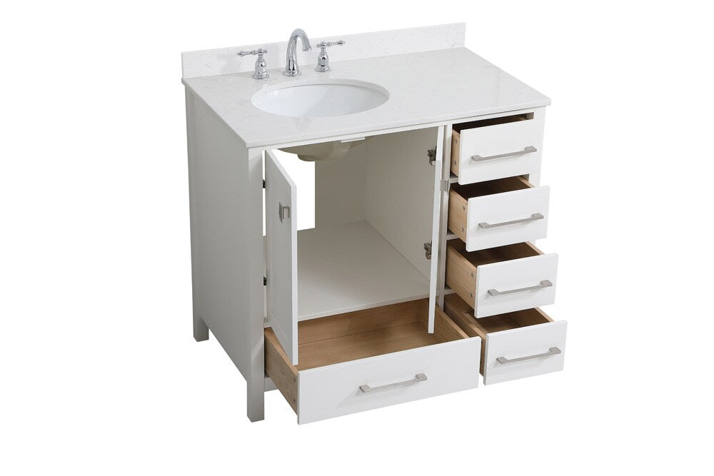 Elegant Furniture & Lighting - Irene 36 inch Single Bathroom Vanity in White with Backsplash - VF18836WH-BS veiw 15