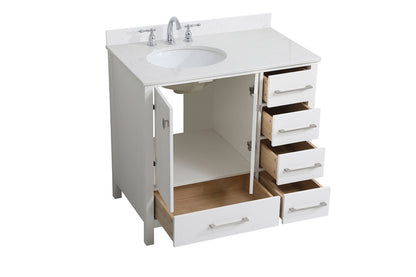 Elegant Furniture & Lighting - Irene 36 inch Single Bathroom Vanity in White with Backsplash - VF18836WH-BS veiw 15