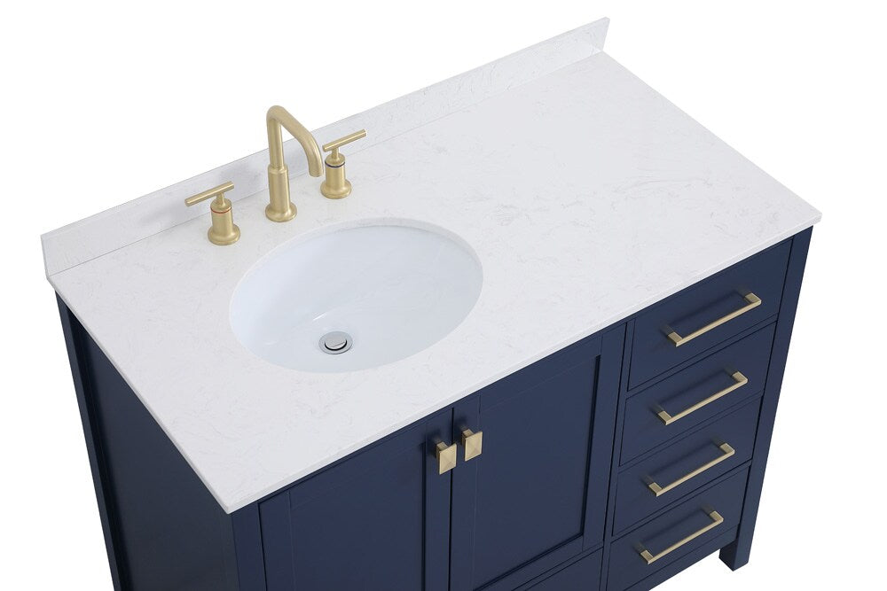 Elegant Furniture & Lighting - Irene 42 inch Single Bathroom Vanity in Blue - VF18842BL veiw 3