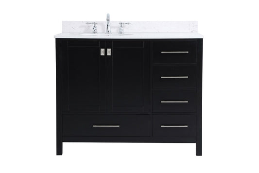 Elegant Furniture & Lighting - Irene 42 inch Single Bathroom Vanity in Black with Backsplash - VF18842BK-BS veiw 1