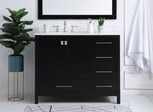 Elegant Furniture & Lighting - Irene 42 inch Single Bathroom Vanity in Black with Backsplash - VF18842BK-BS veiw 2