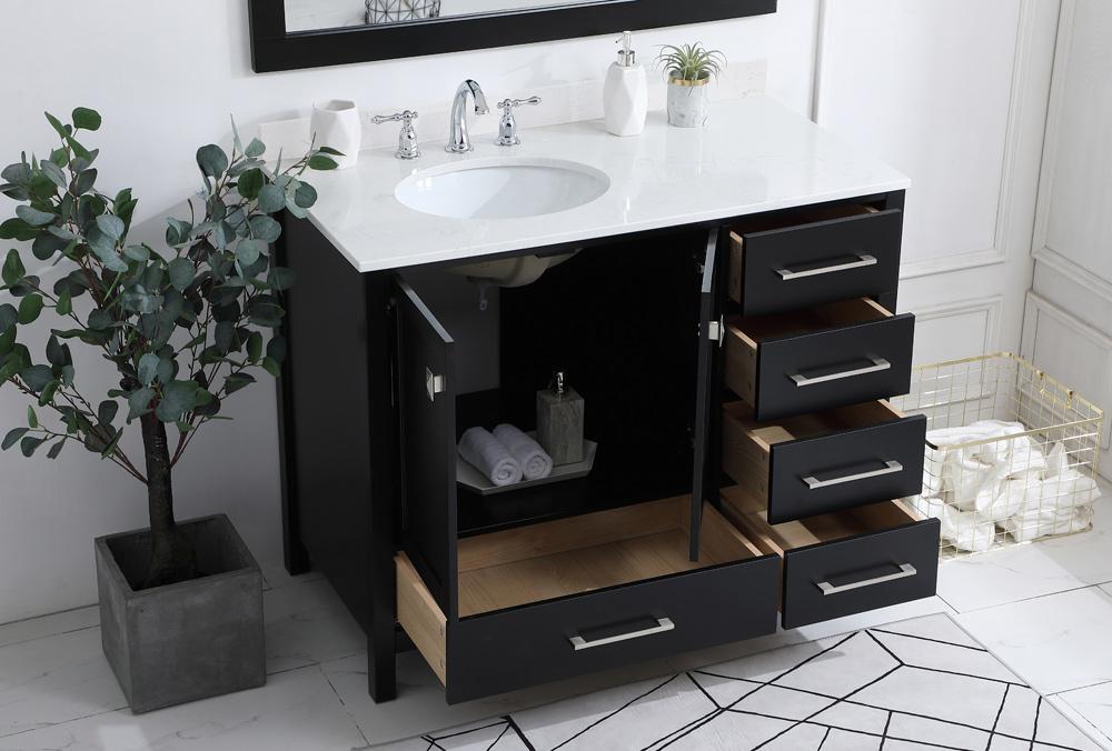 Elegant Furniture & Lighting - Irene 42 inch Single Bathroom Vanity in Black with Backsplash - VF18842BK-BS veiw 9