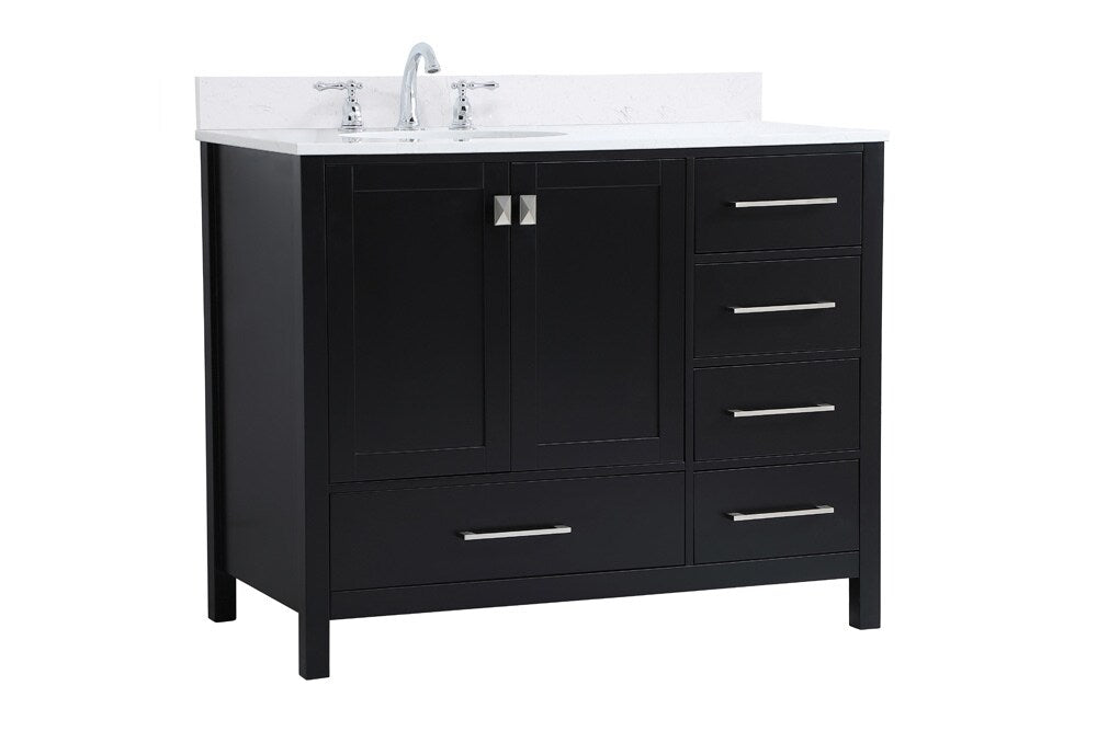 Elegant Furniture & Lighting - Irene 42 inch Single Bathroom Vanity in Black with Backsplash - VF18842BK-BS veiw 13