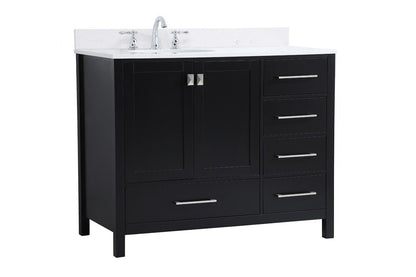 Elegant Furniture & Lighting - Irene 42 inch Single Bathroom Vanity in Black with Backsplash - VF18842BK-BS veiw 13