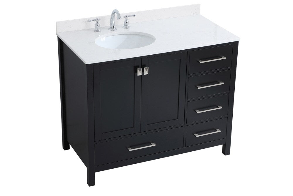 Elegant Furniture & Lighting - Irene 42 inch Single Bathroom Vanity in Black with Backsplash - VF18842BK-BS veiw 14