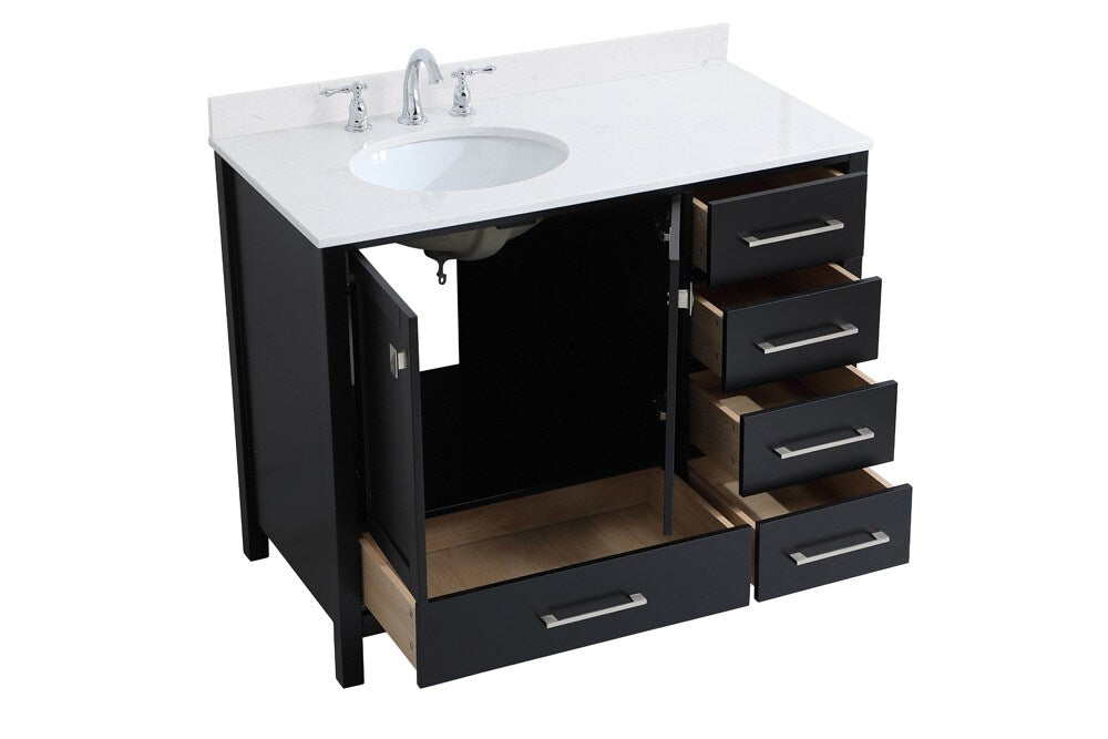 Elegant Furniture & Lighting - Irene 42 inch Single Bathroom Vanity in Black with Backsplash - VF18842BK-BS veiw 15