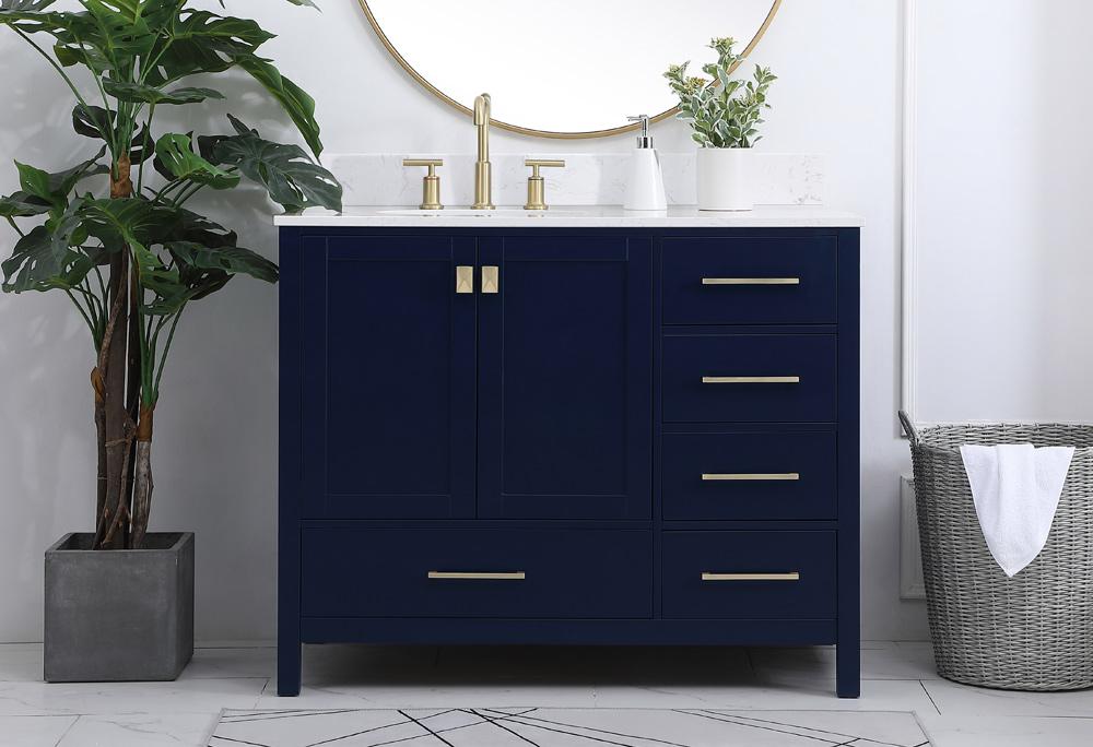 Elegant Furniture & Lighting - Irene 42 inch Single Bathroom Vanity in Blue with Backsplash - VF18842BL-BS veiw 2