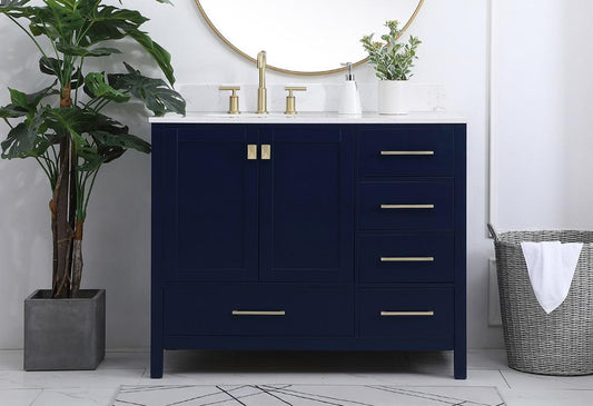Elegant Furniture & Lighting - Irene 42 inch Single Bathroom Vanity in Blue with Backsplash - VF18842BL-BS veiw 2