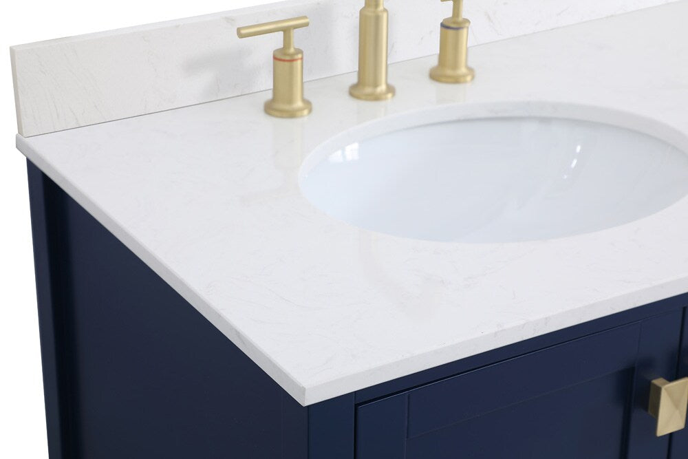 Elegant Furniture & Lighting - Irene 42 inch Single Bathroom Vanity in Blue with Backsplash - VF18842BL-BS veiw 4