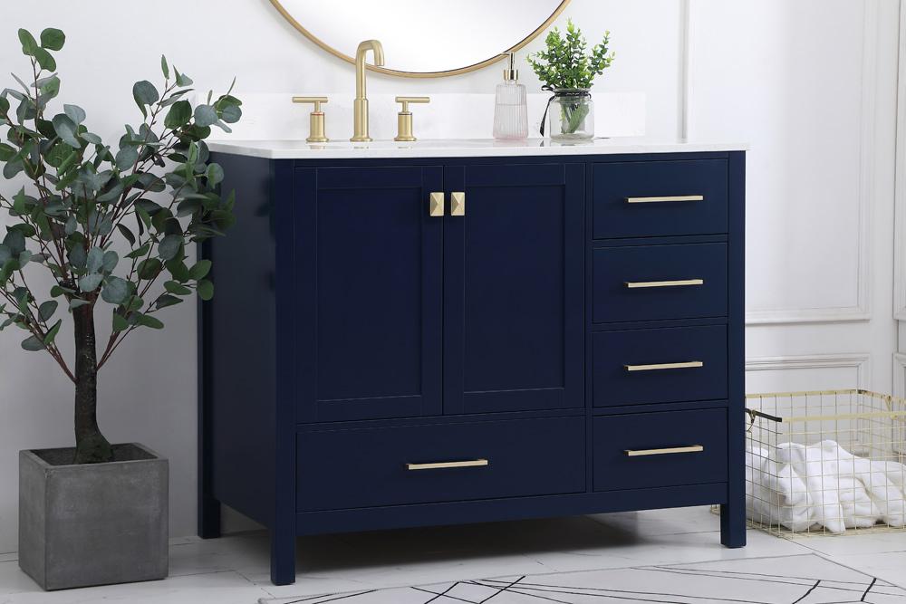 Elegant Furniture & Lighting - Irene 42 inch Single Bathroom Vanity in Blue with Backsplash - VF18842BL-BS veiw 8