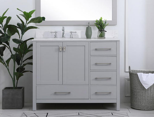 Elegant Furniture & Lighting - Irene 42 inch Single Bathroom Vanity in Gray - VF18842GR veiw 2