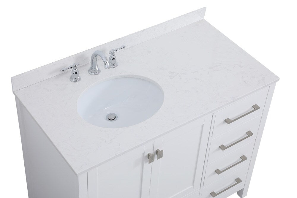 Elegant Furniture & Lighting - Irene 42 inch Single Bathroom Vanity in White - VF18842WH veiw 3