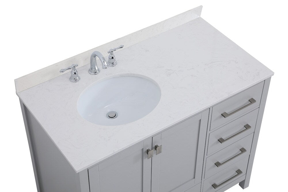 Elegant Furniture & Lighting - Irene 42 inch Single Bathroom Vanity in Gray with Backsplash - VF18842GR-BS veiw 3