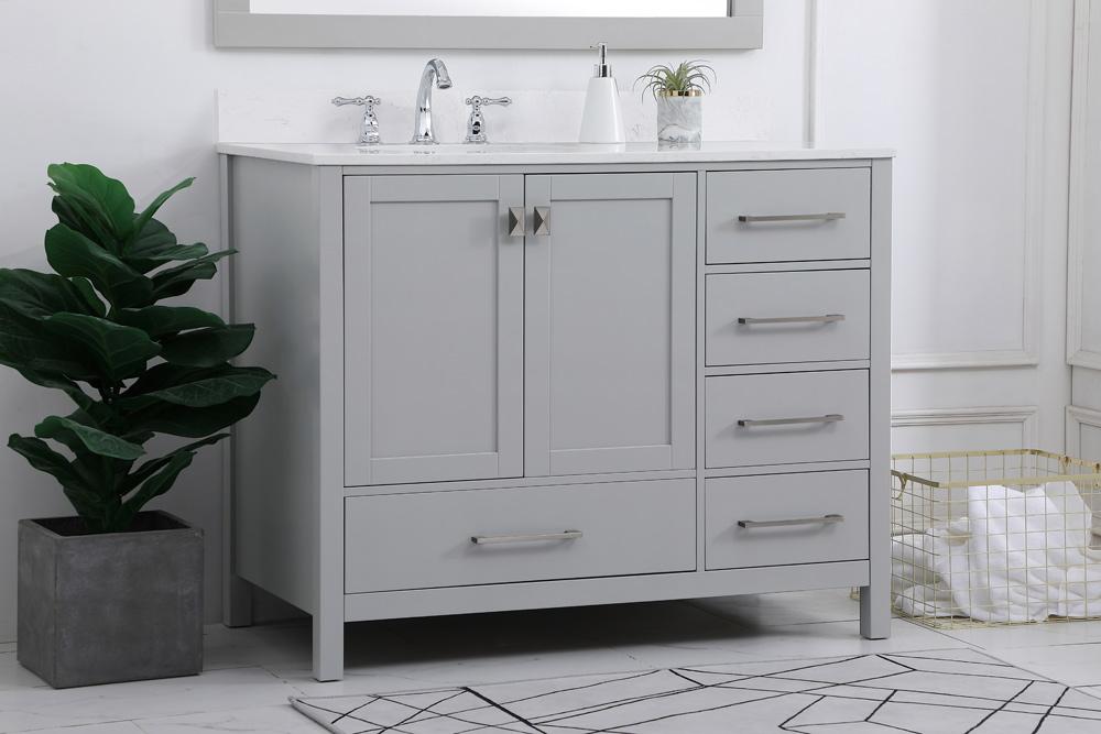 Elegant Furniture & Lighting - Irene 42 inch Single Bathroom Vanity in Gray with Backsplash - VF18842GR-BS veiw 8