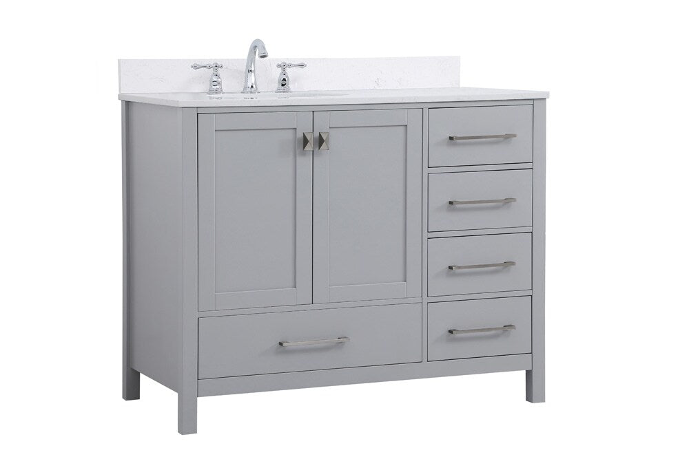 Elegant Furniture & Lighting - Irene 42 inch Single Bathroom Vanity in Gray with Backsplash - VF18842GR-BS veiw 13