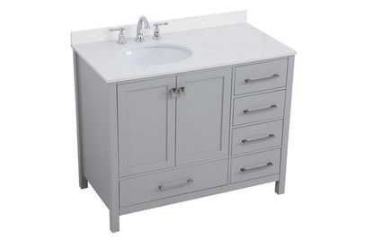Elegant Furniture & Lighting - Irene 42 inch Single Bathroom Vanity in Gray with Backsplash - VF18842GR-BS veiw 14