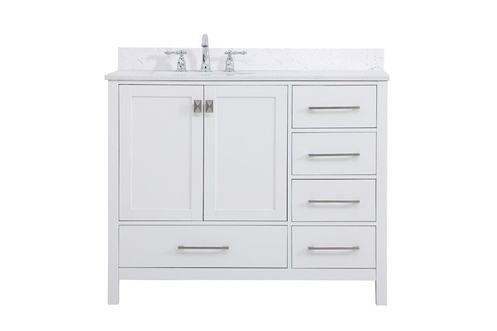 Elegant Furniture & Lighting - Irene 42 inch Single Bathroom Vanity in White with Backsplash - VF18842WH-BS veiw 1