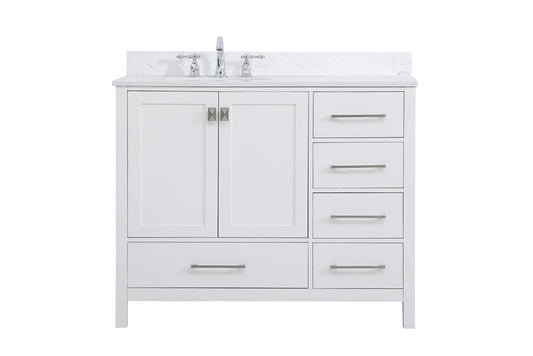 Elegant Furniture & Lighting - Irene 42 inch Single Bathroom Vanity in White with Backsplash - VF18842WH-BS veiw 1