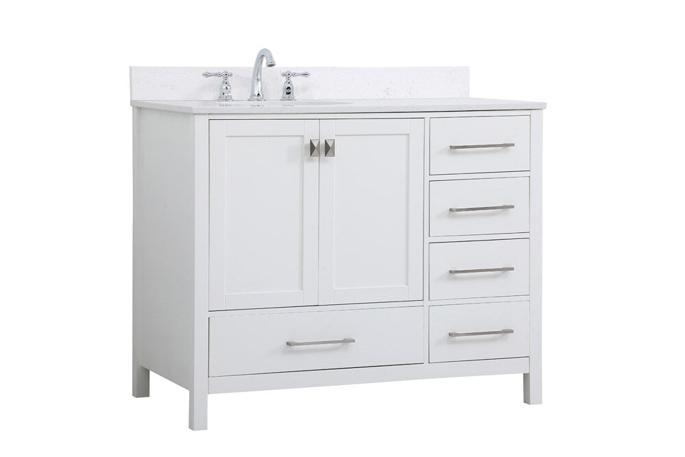 Elegant Furniture & Lighting - Irene 42 inch Single Bathroom Vanity in White with Backsplash - VF18842WH-BS veiw 13