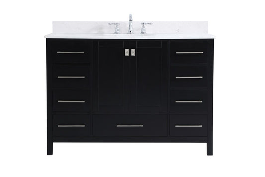 Elegant Furniture & Lighting - Irene 48 inch Single Bathroom Vanity in Black with Backsplash - VF18848BK-BS veiw 1