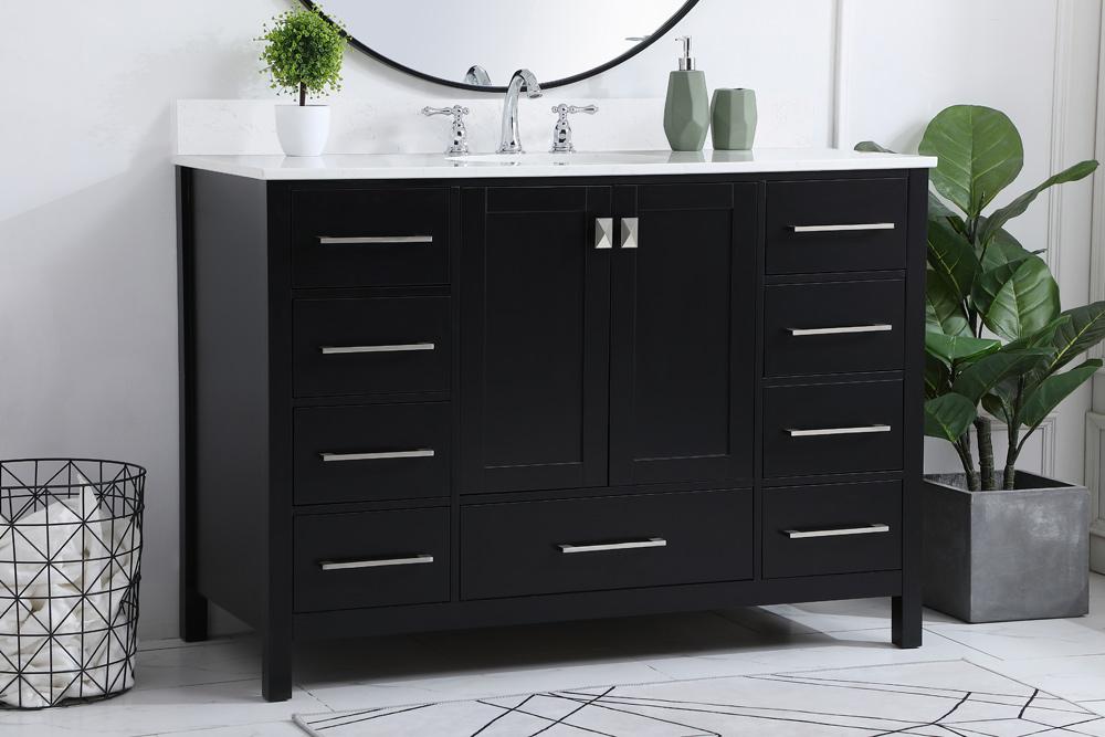 Elegant Furniture & Lighting - Irene 48 inch Single Bathroom Vanity in Black with Backsplash - VF18848BK-BS veiw 8