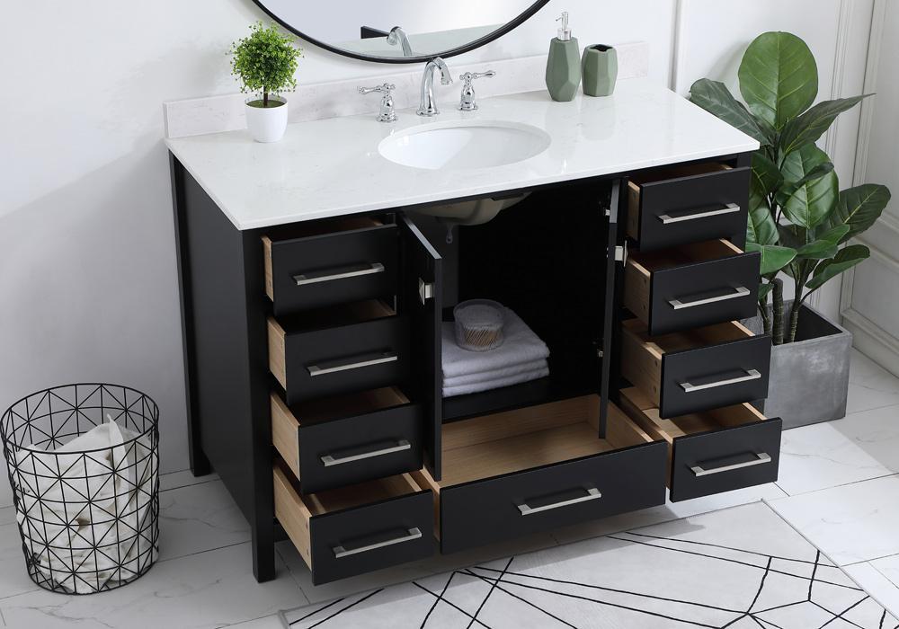 Elegant Furniture & Lighting - Irene 48 inch Single Bathroom Vanity in Black with Backsplash - VF18848BK-BS veiw 9