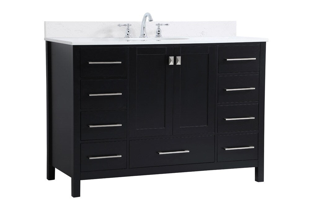 Elegant Furniture & Lighting - Irene 48 inch Single Bathroom Vanity in Black with Backsplash - VF18848BK-BS veiw 13