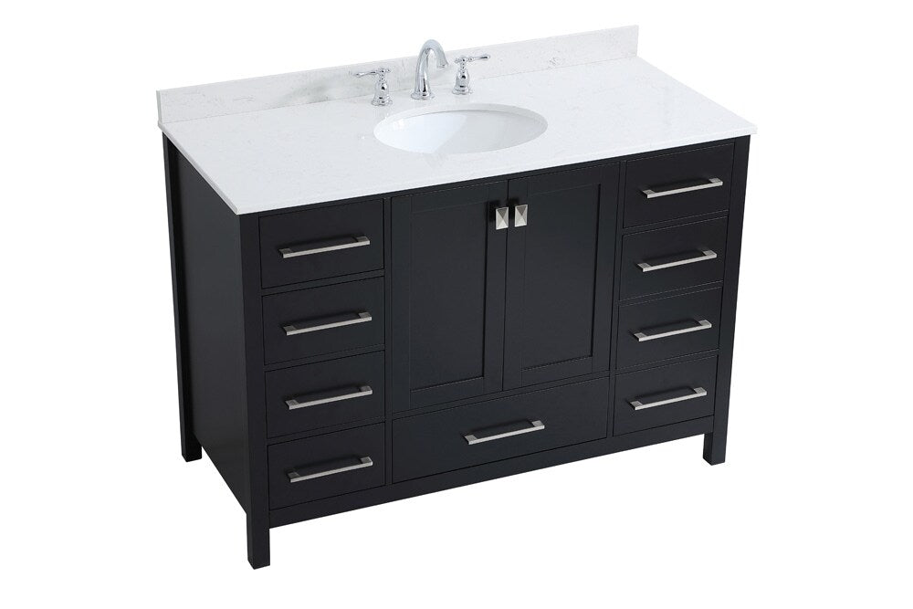 Elegant Furniture & Lighting - Irene 48 inch Single Bathroom Vanity in Black with Backsplash - VF18848BK-BS veiw 14