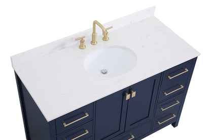 Elegant Furniture & Lighting - Irene 48 inch Single Bathroom Vanity in Blue with Backsplash - VF18848BL-BS veiw 3
