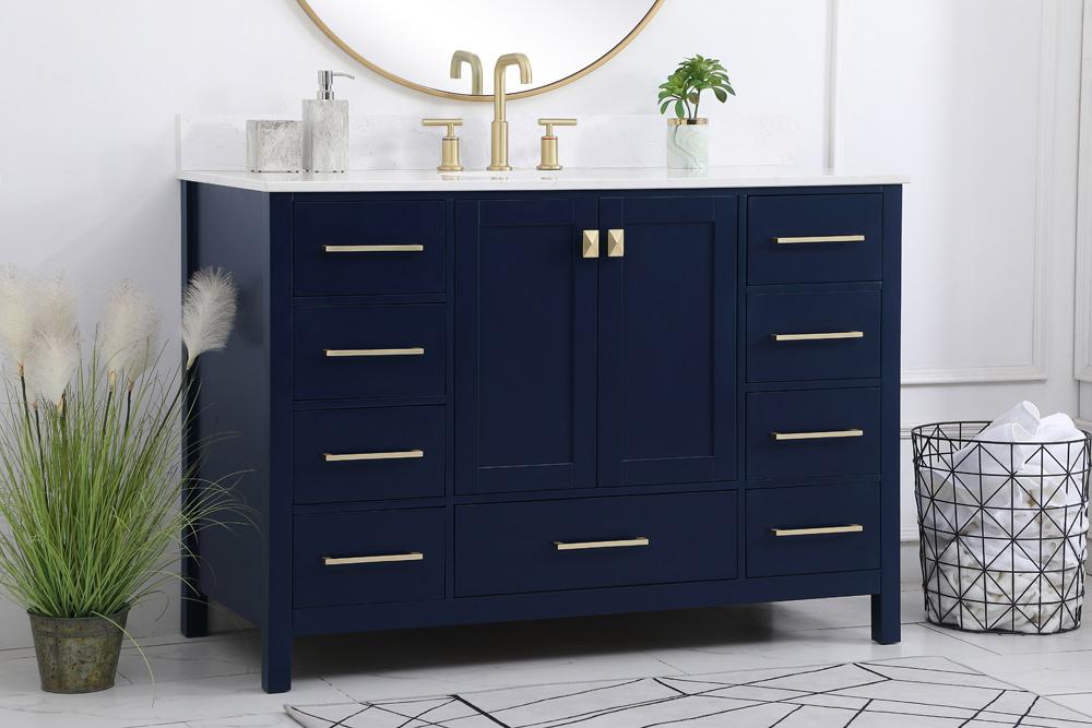 Elegant Furniture & Lighting - Irene 48 inch Single Bathroom Vanity in Blue with Backsplash - VF18848BL-BS veiw 8