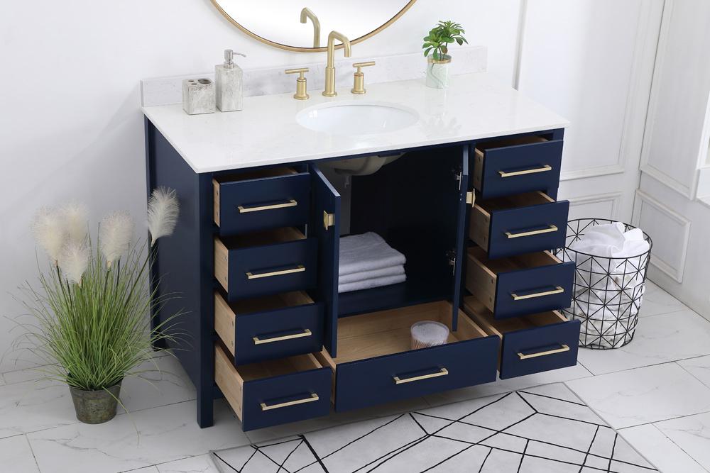 Elegant Furniture & Lighting - Irene 48 inch Single Bathroom Vanity in Blue with Backsplash - VF18848BL-BS veiw 9