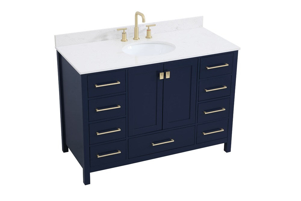 Elegant Furniture & Lighting - Irene 48 inch Single Bathroom Vanity in Blue with Backsplash - VF18848BL-BS veiw 14