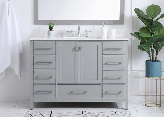 Elegant Furniture & Lighting - Irene 48 inch Single Bathroom Vanity in Gray with Backsplash - VF18848GR-BS veiw 2