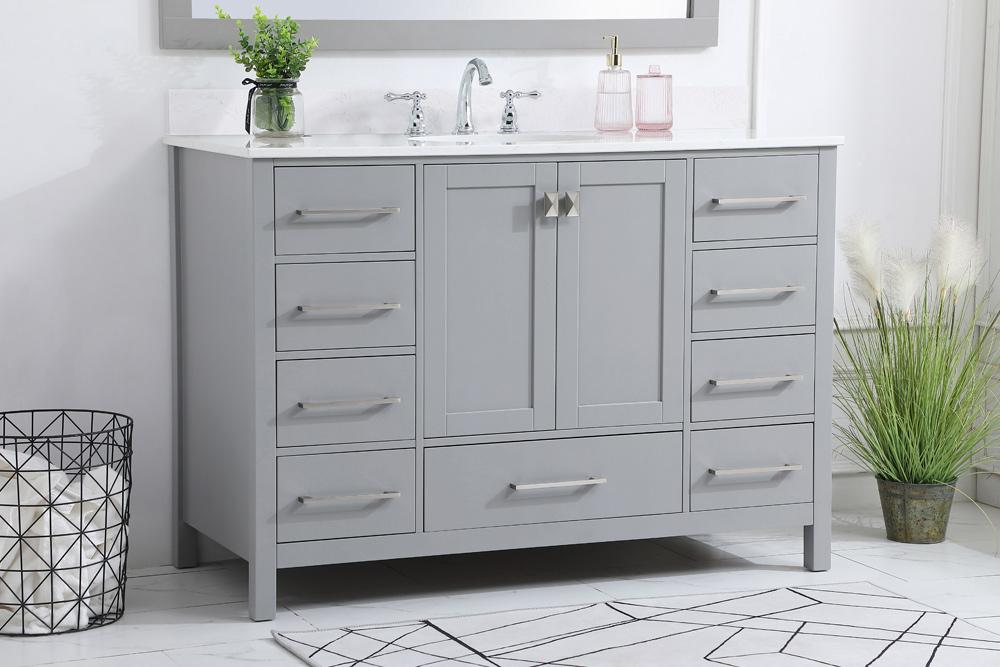 Elegant Furniture & Lighting - Irene 48 inch Single Bathroom Vanity in Gray with Backsplash - VF18848GR-BS veiw 8