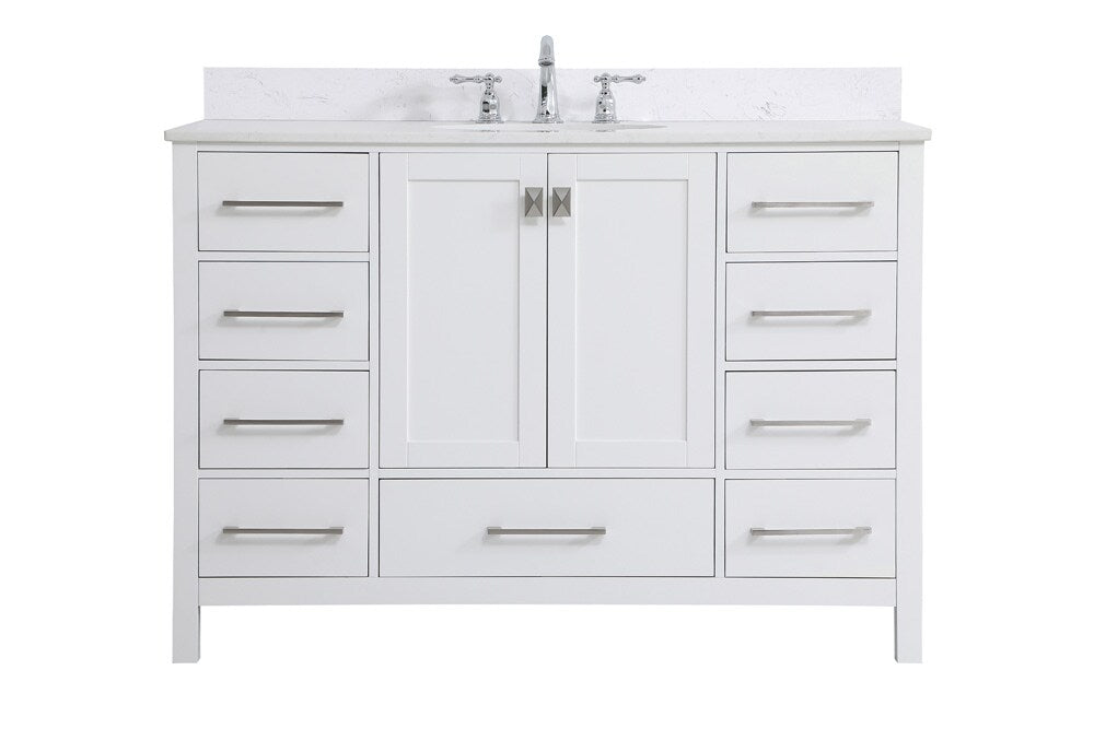 Elegant Furniture & Lighting - Irene 48 inch Single Bathroom Vanity in White with Backsplash - VF18848WH-BS veiw 1