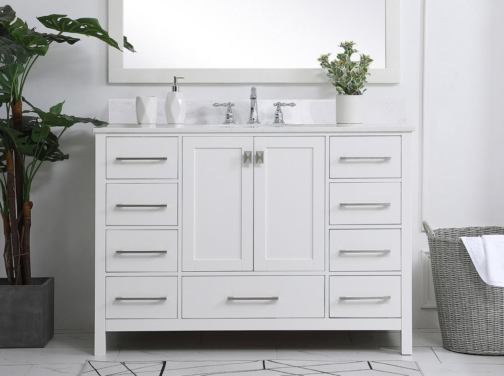 Elegant Furniture & Lighting - Irene 48 inch Single Bathroom Vanity in White with Backsplash - VF18848WH-BS veiw 2