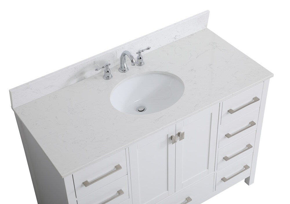 Elegant Furniture & Lighting - Irene 48 inch Single Bathroom Vanity in White with Backsplash - VF18848WH-BS veiw 3