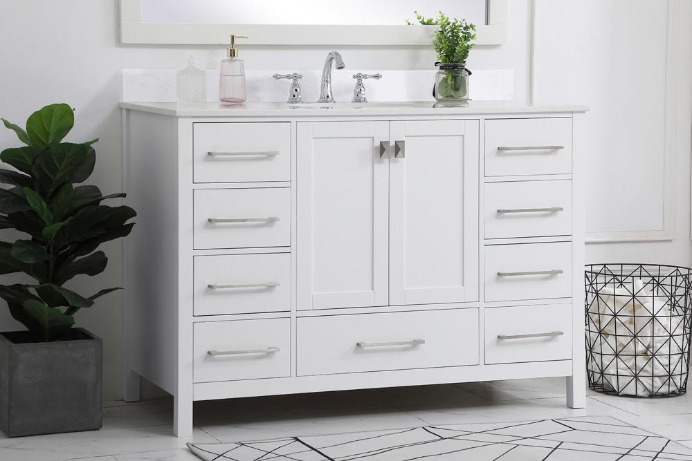 Elegant Furniture & Lighting - Irene 48 inch Single Bathroom Vanity in White with Backsplash - VF18848WH-BS veiw 8