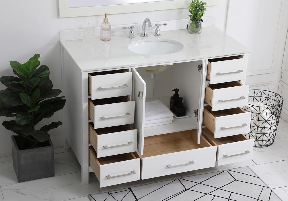 Elegant Furniture & Lighting - Irene 48 inch Single Bathroom Vanity in White with Backsplash - VF18848WH-BS veiw 9