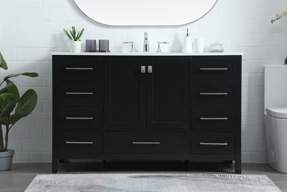 Elegant Furniture & Lighting - Irene 54 Inch SIngle Bathroom Vanity In Black - VF18854BK veiw 2