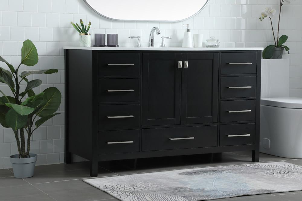Elegant Furniture & Lighting - Irene 54 Inch SIngle Bathroom Vanity In Black - VF18854BK veiw 3