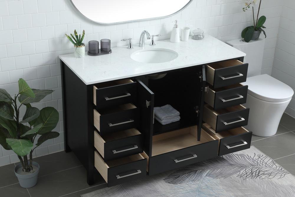 Elegant Furniture & Lighting - Irene 54 Inch SIngle Bathroom Vanity In Black - VF18854BK veiw 4
