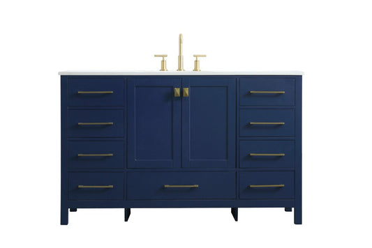 Elegant Furniture & Lighting - Irene 54 Inch SIngle Bathroom Vanity In Blue - VF18854BL veiw 1